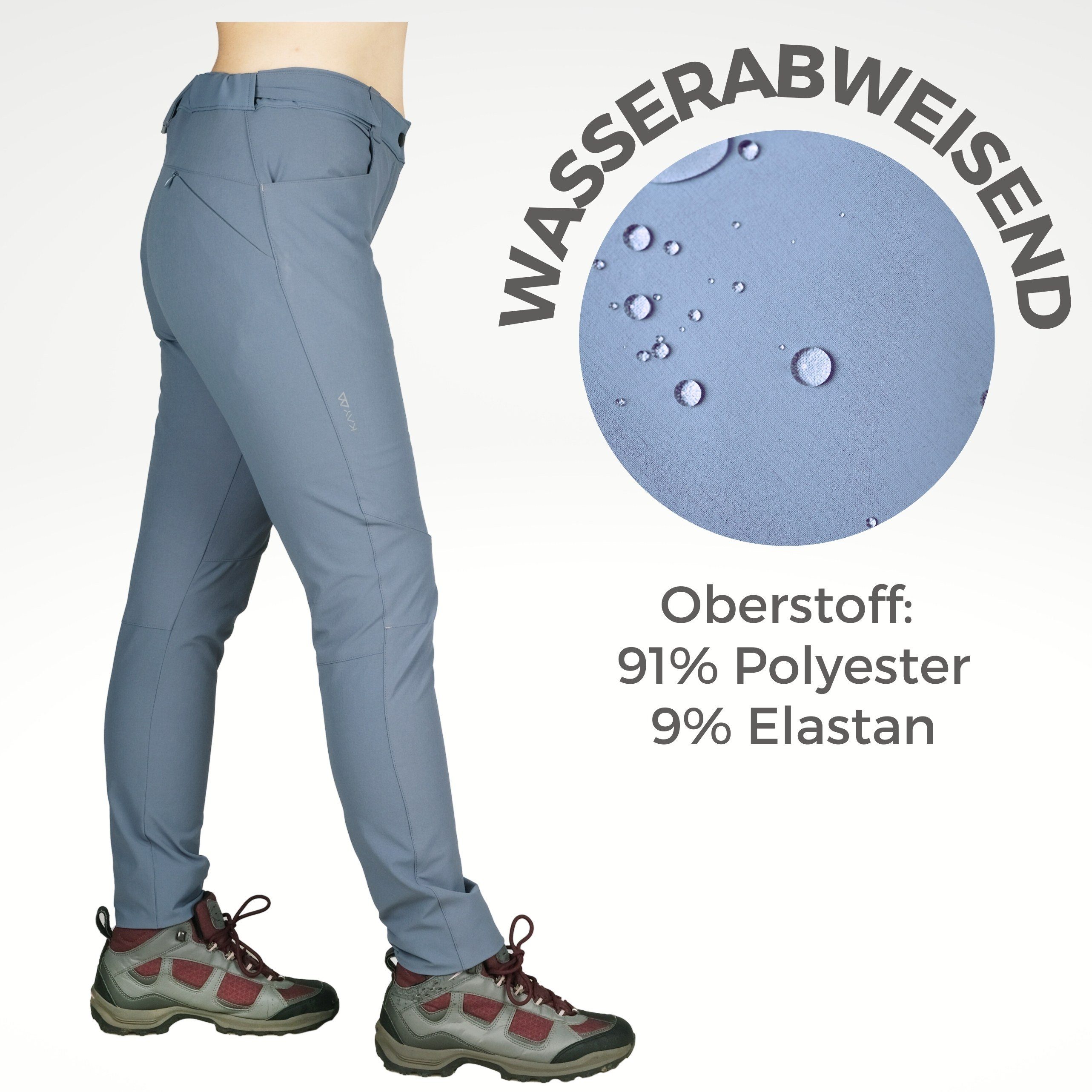 Kaymountain Trekkinghose Damen Wander Outdoor Hose Arosa Hybrid four Season Sky Blue 48