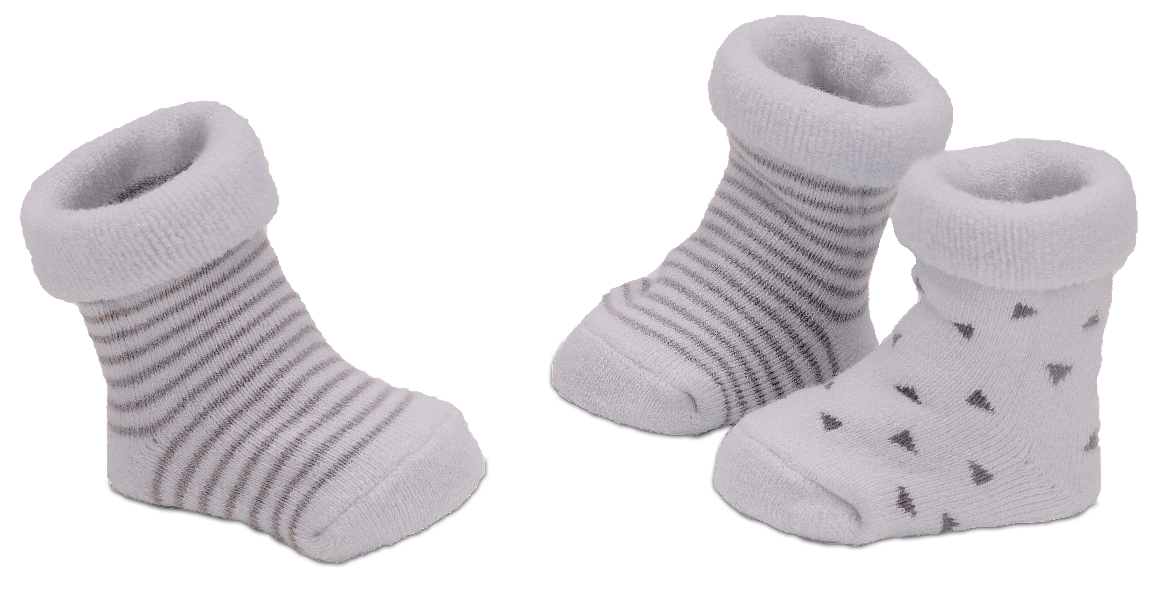 BRUBAKER Socken Babysocken für Mädchen 0-12 Monate (3-Paar, Baumwollsocken mit Dreiecken und Streifen) Baby Geschenkset für Neugeborene in Geschenkverpackung mit Schleife