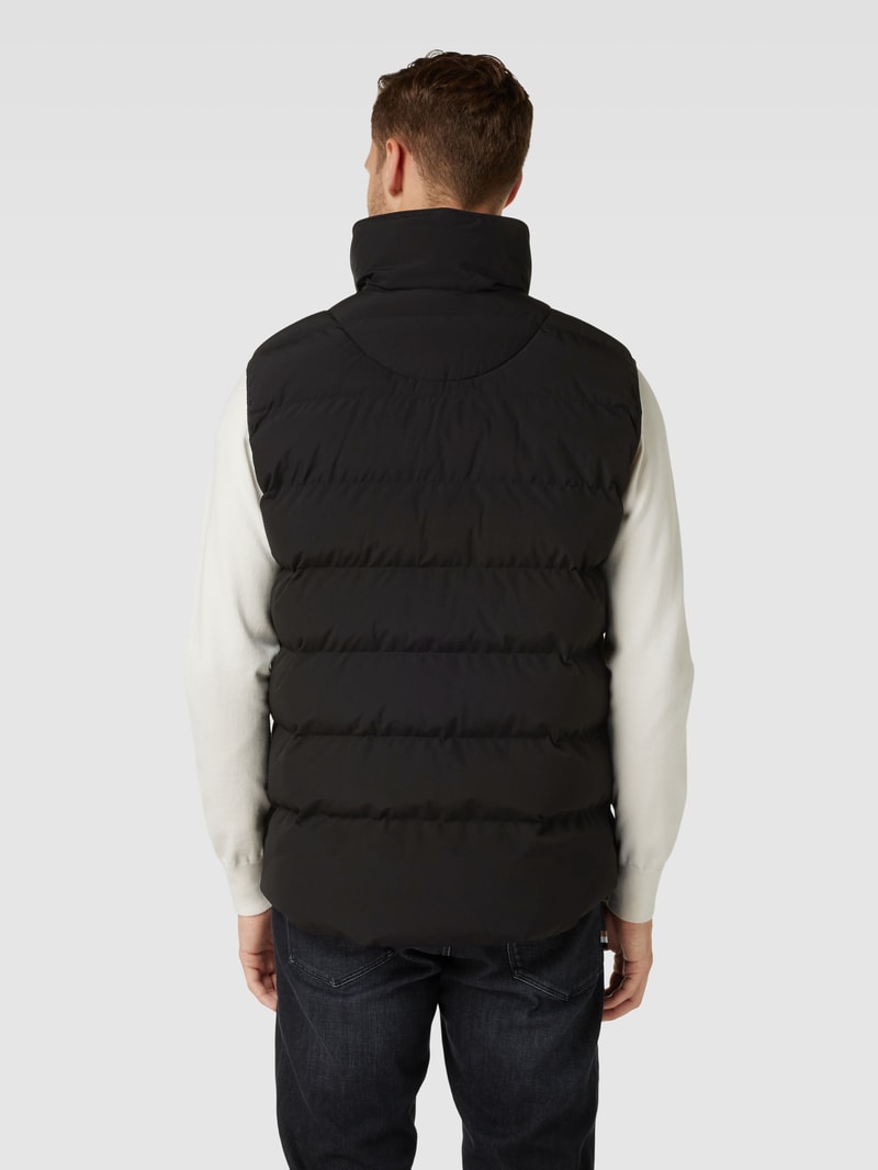 Steppweste mit Label-Applikation in schwarz