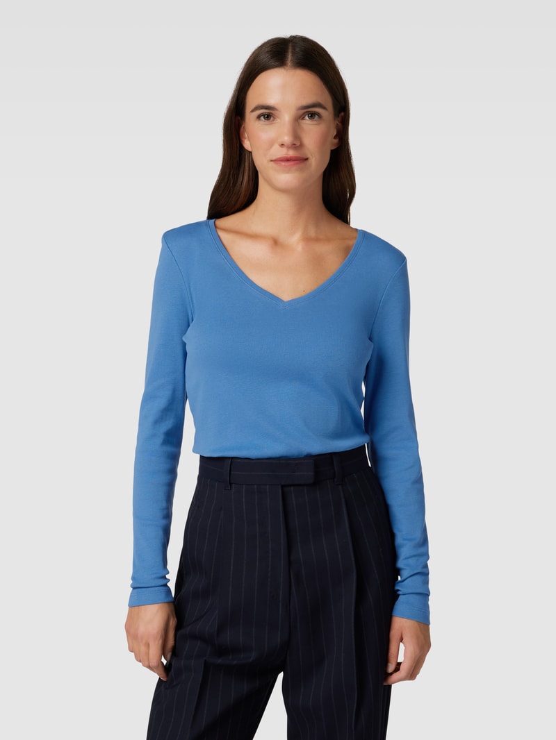 Longsleeve mit V-Ausschnitt in eisblau