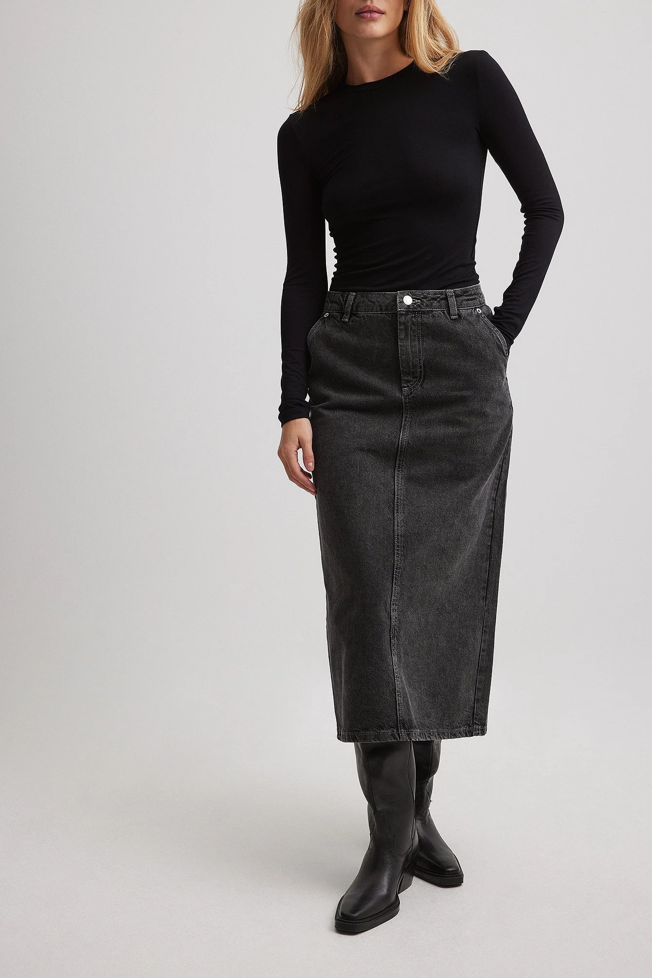 Midi-Jeansrock