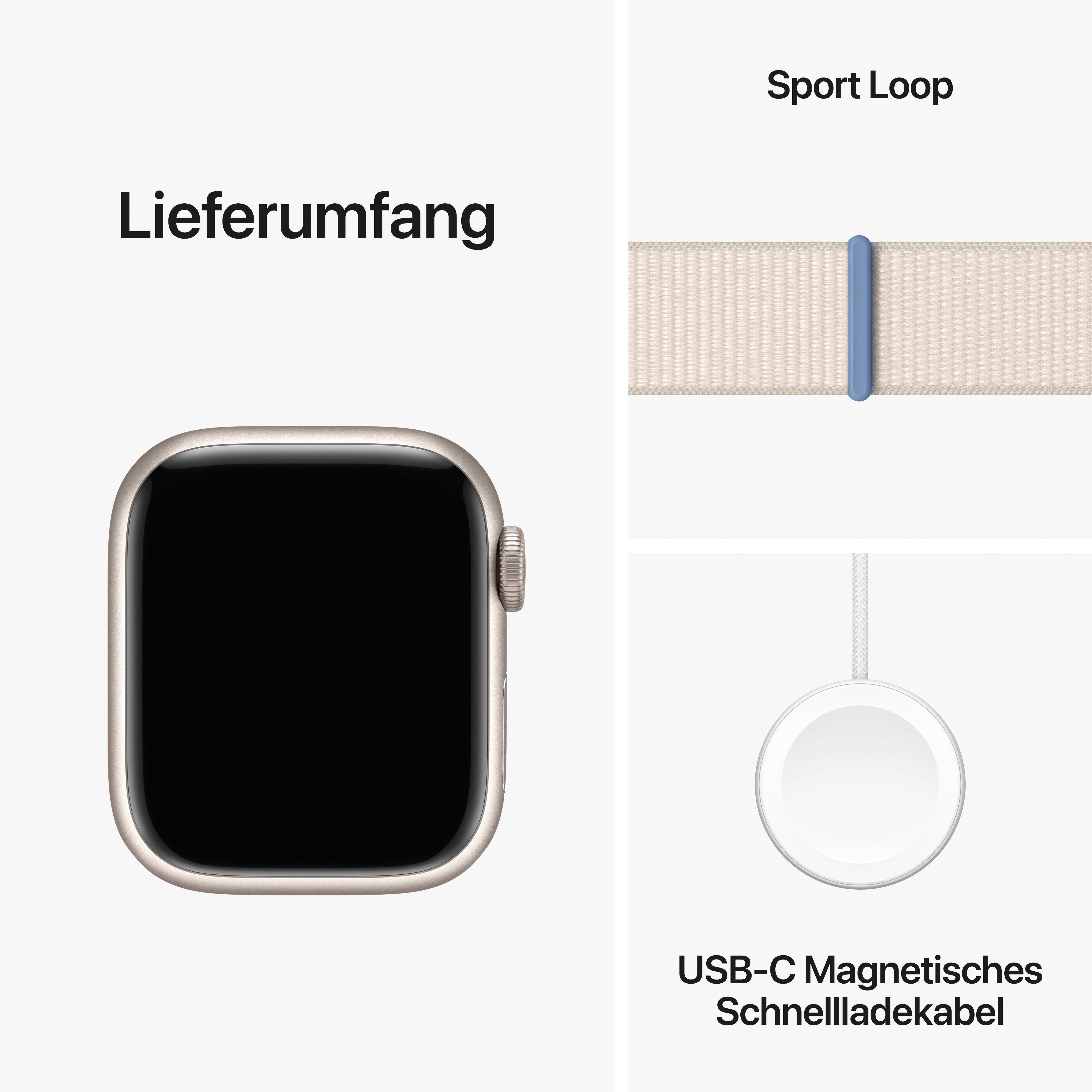 Apple Watch Series 9 GPS + Cellular 41mm Aluminium Smartwatch (4,1 cm/1,61 Zoll, Watch OS 10), Sport Loop