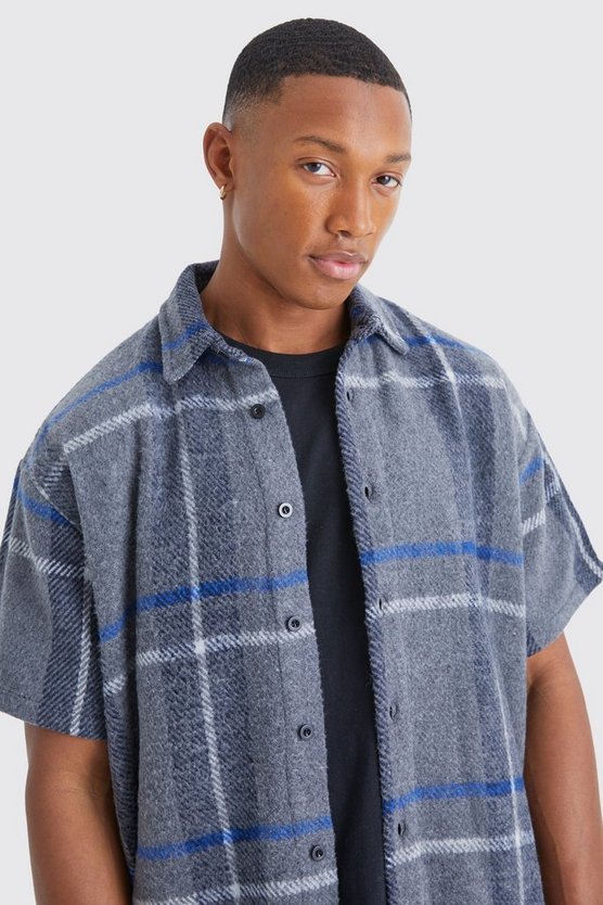 Kurzärmliges kariertes Overshirt