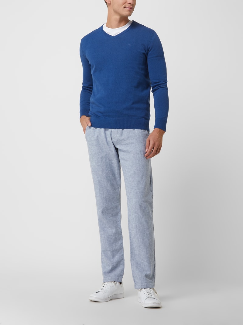Regular Fit Hose aus Leinenmischung in bleu