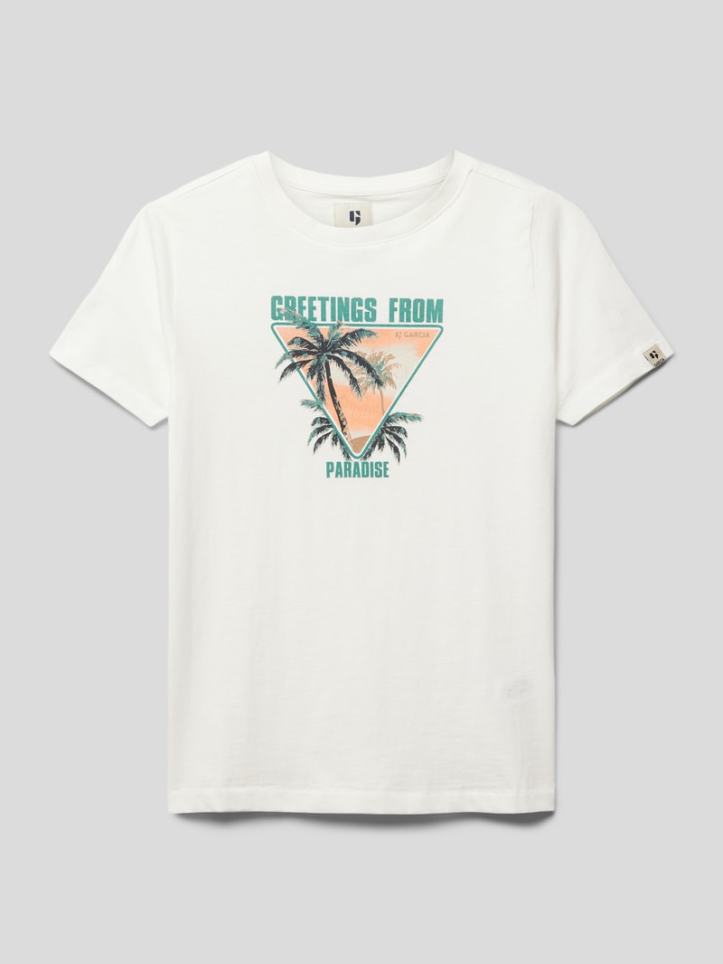 T-Shirt mit Label-Print in weiß