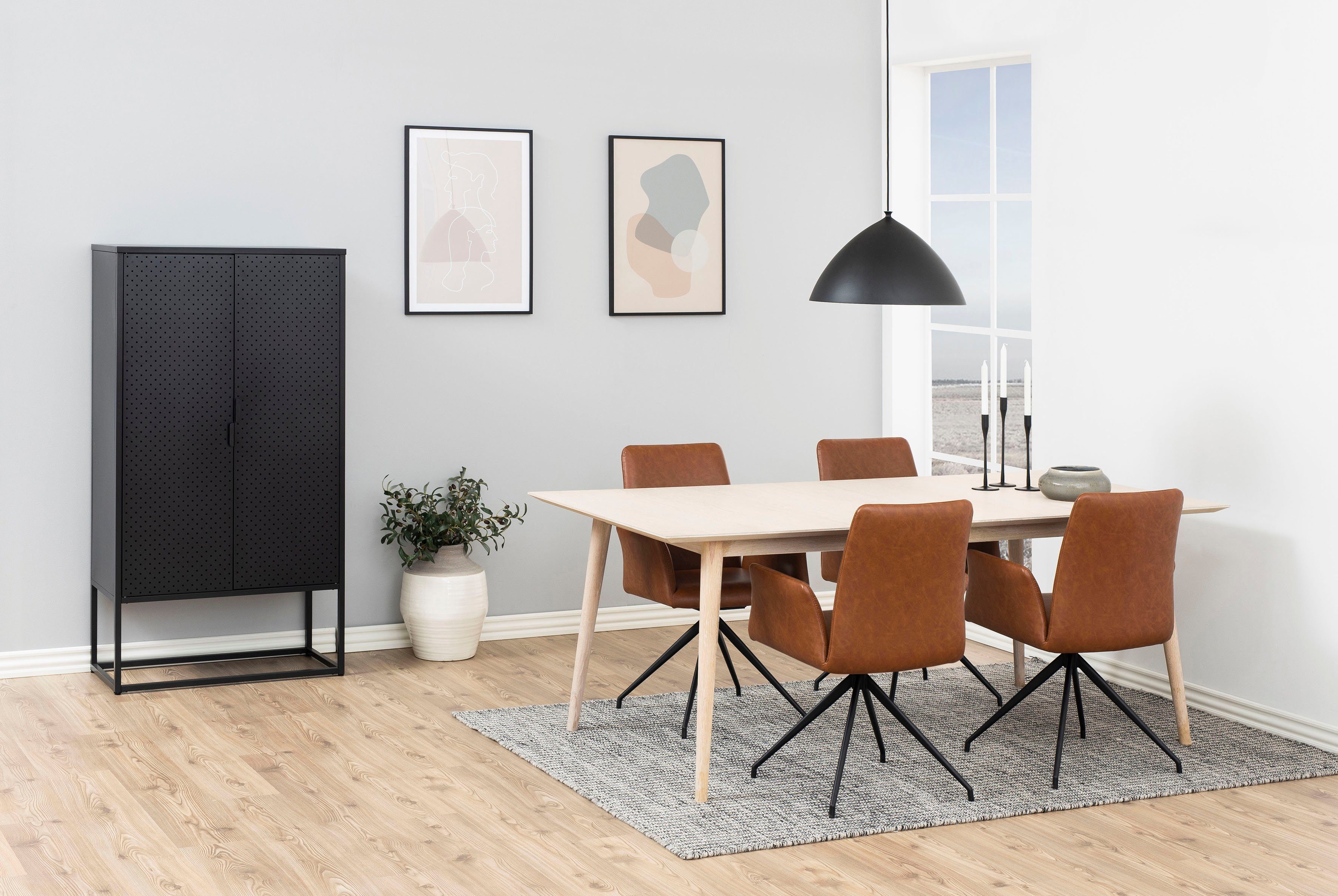 ACTONA GROUP Türregal Vilho, Türregal, aus Schwarzem Metall mit 2 Türen Höhe 150, Breite 80cm