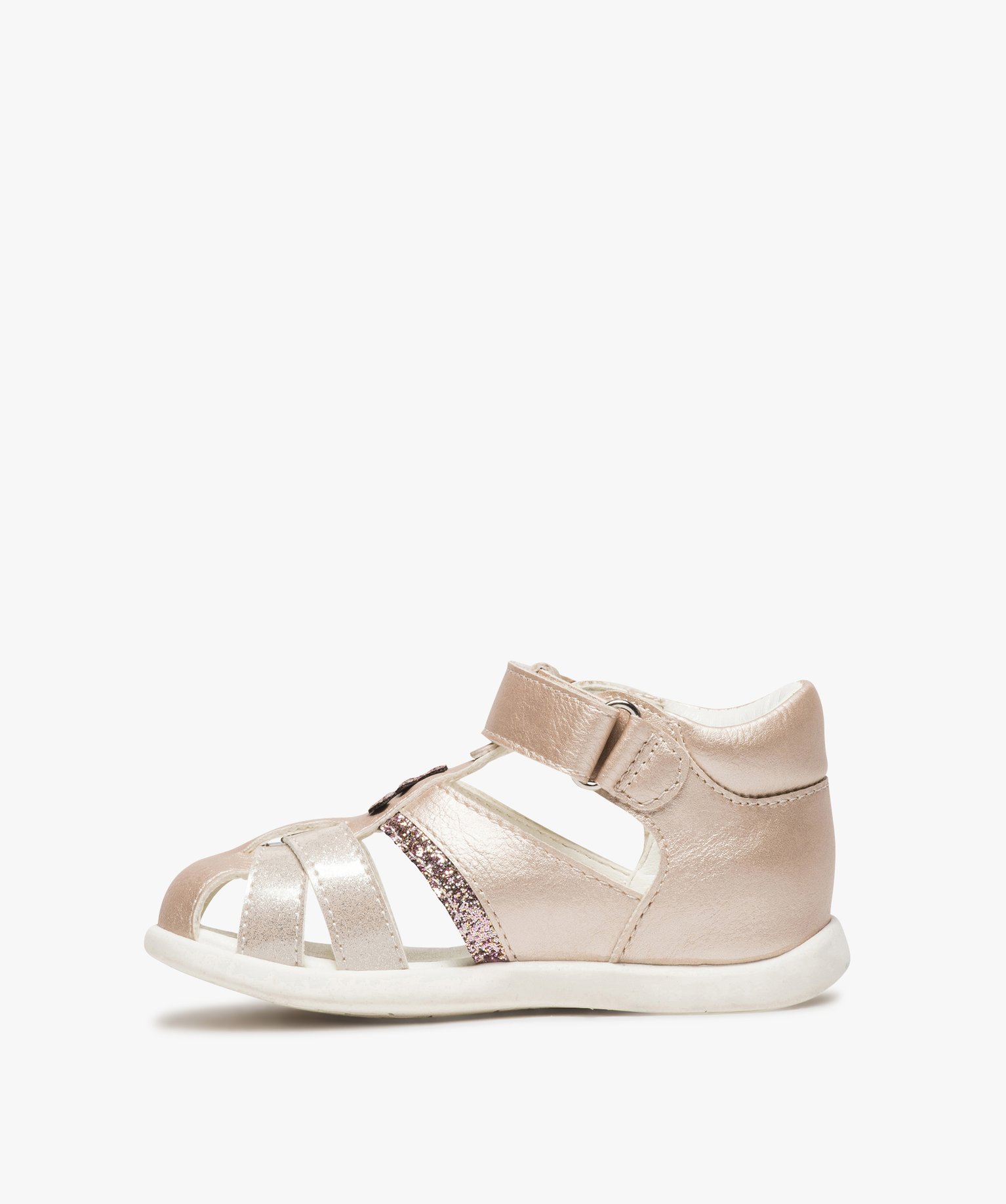 Sandales bébé fille pailletées à scratch - Lulu Castagnette rose | GEMO