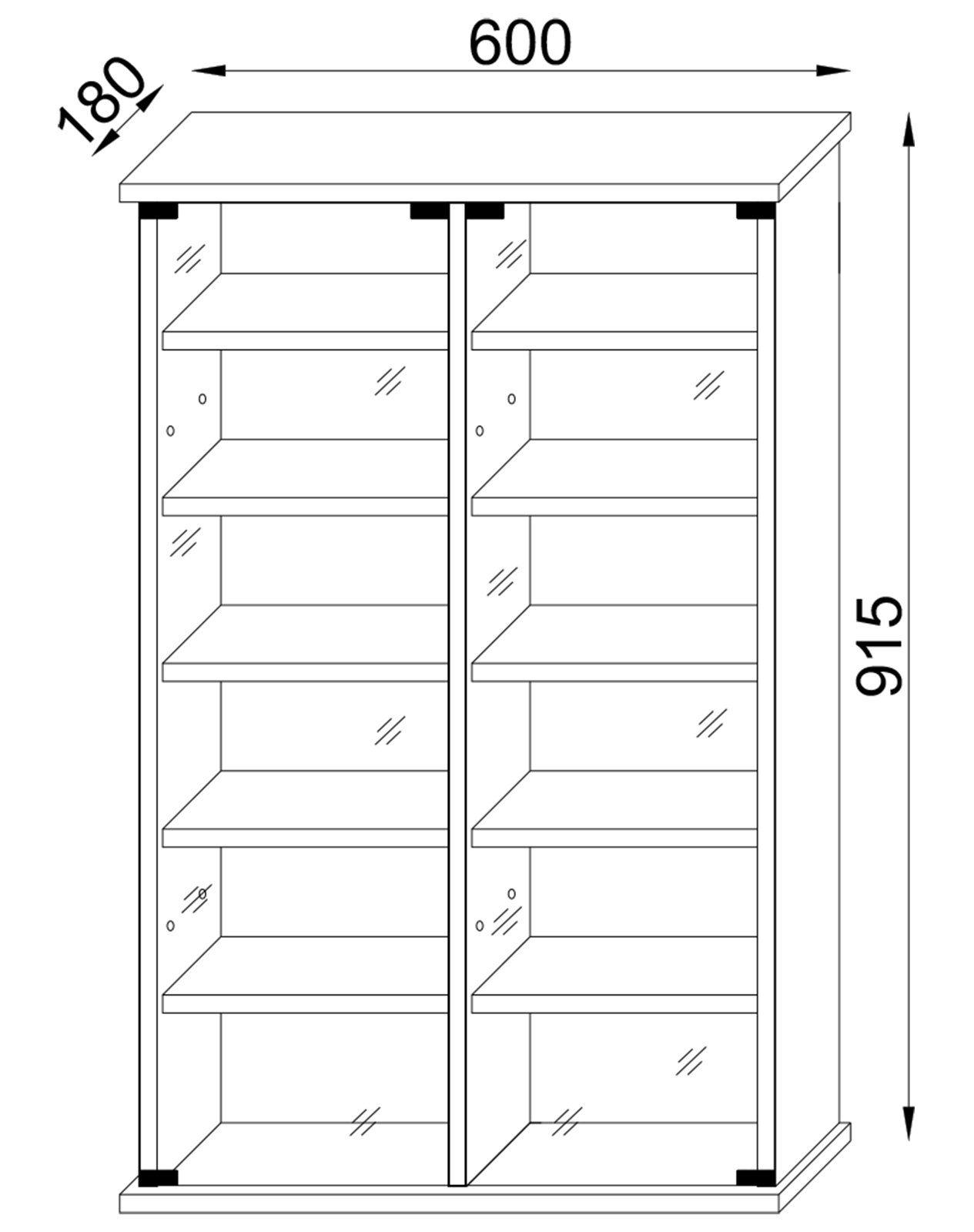 VCM CD-Regal Holz CD DVD Wandregal Schrank Zuntisa Glastür, 1-tlg.
