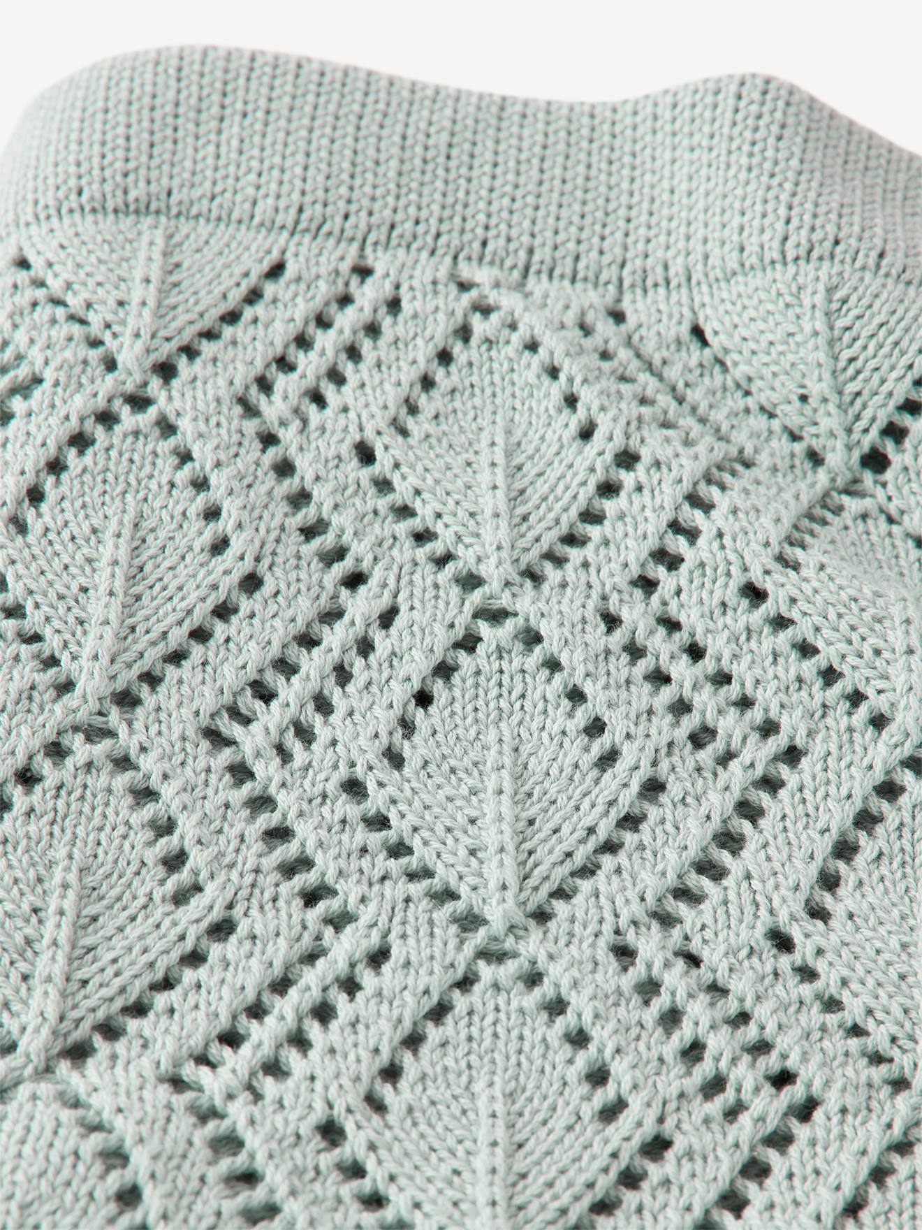 Vertbaudet Baby Decke mit Pointelle-Muster, Bio-Baumwolle Oeko Tex - aqua