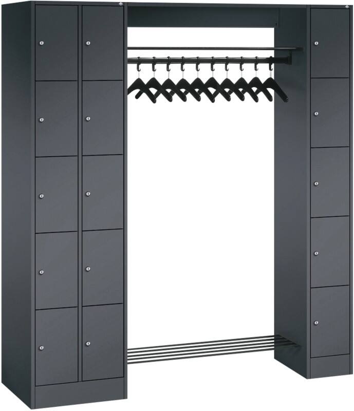 C P Serie 8070 Metall Schließfach 15 Türen Zylinderschloss 2.100 x 480 x 1.950 mm Schwarz
