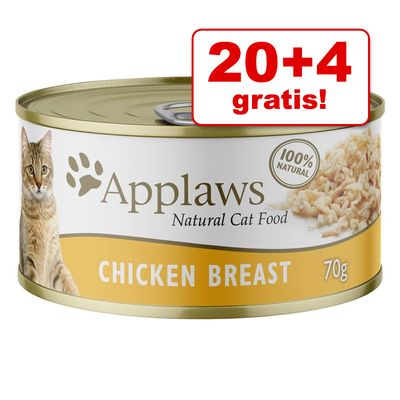 20 + 4 gratis! 24 x 70 g / 156 g Applaws in Brühe