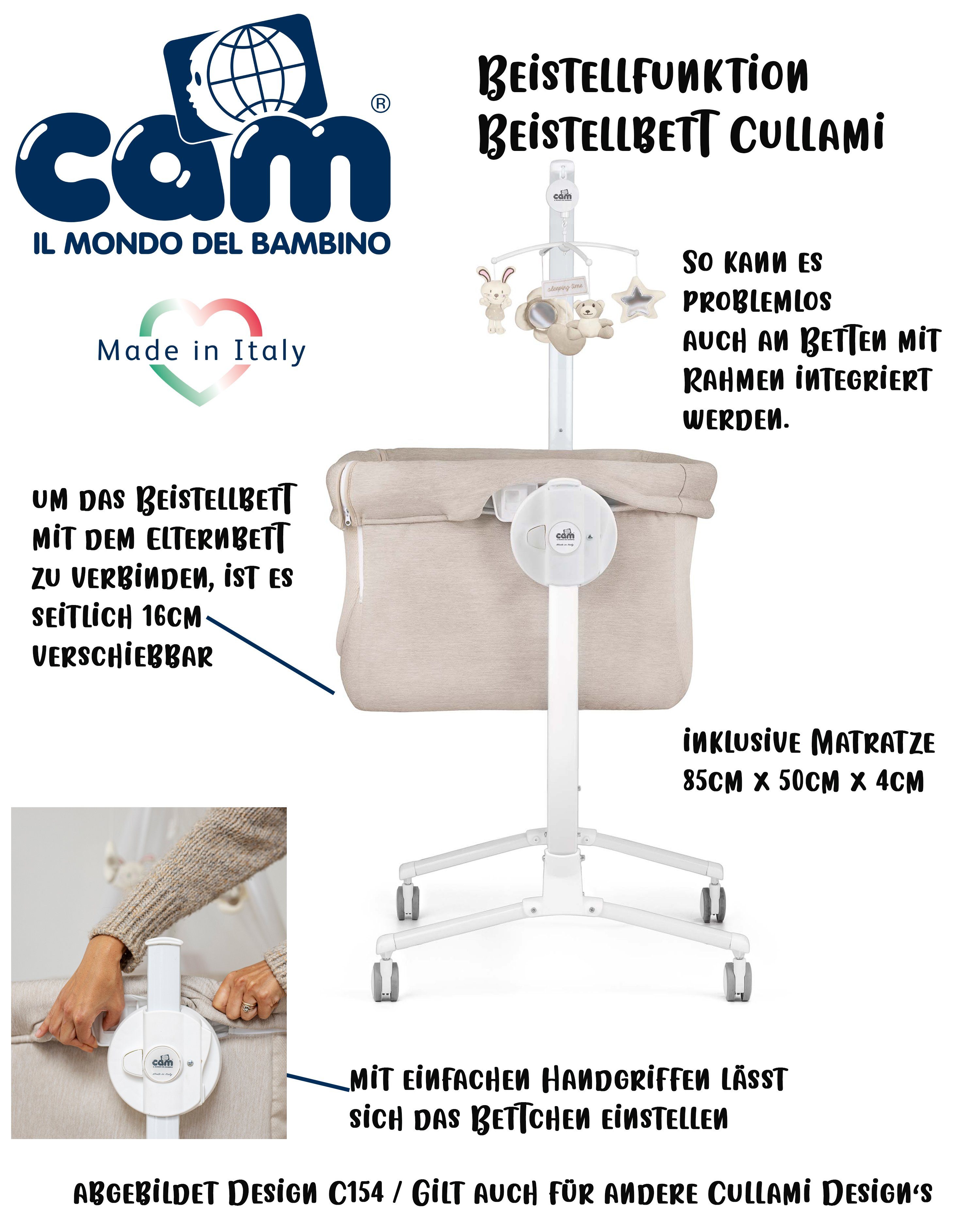 CAM Beistellbett CAM 2 in 1 Beistellbett & Babywiege CULLAMI