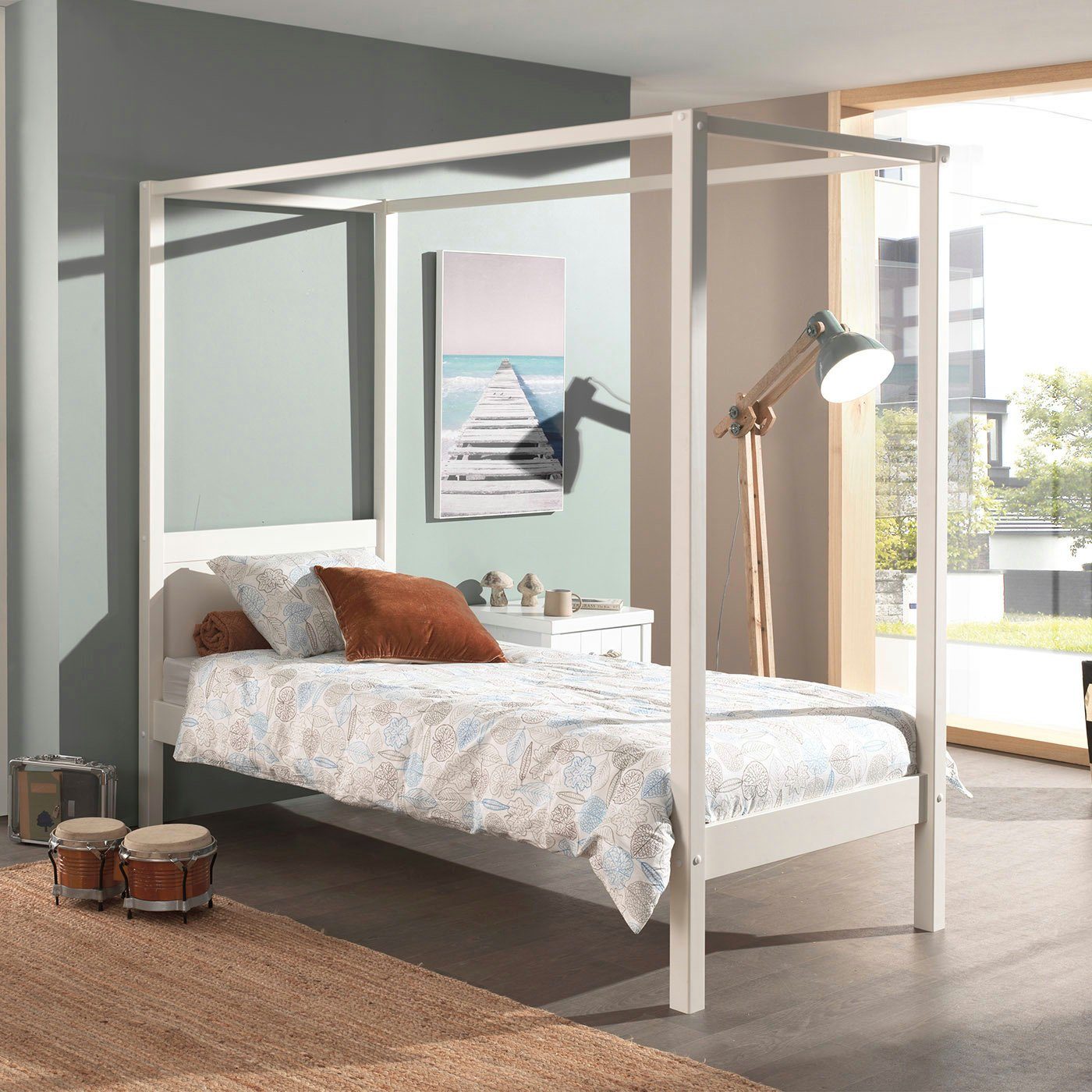 Kindermöbel 24 Himmelbett Alysa inkl. Lattenrost + Himmelgestänge