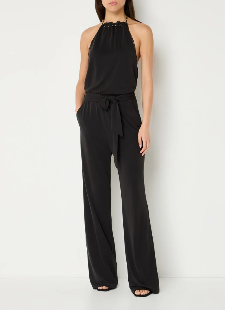 Aaiko Holly straight fit jumpsuit with tie belt