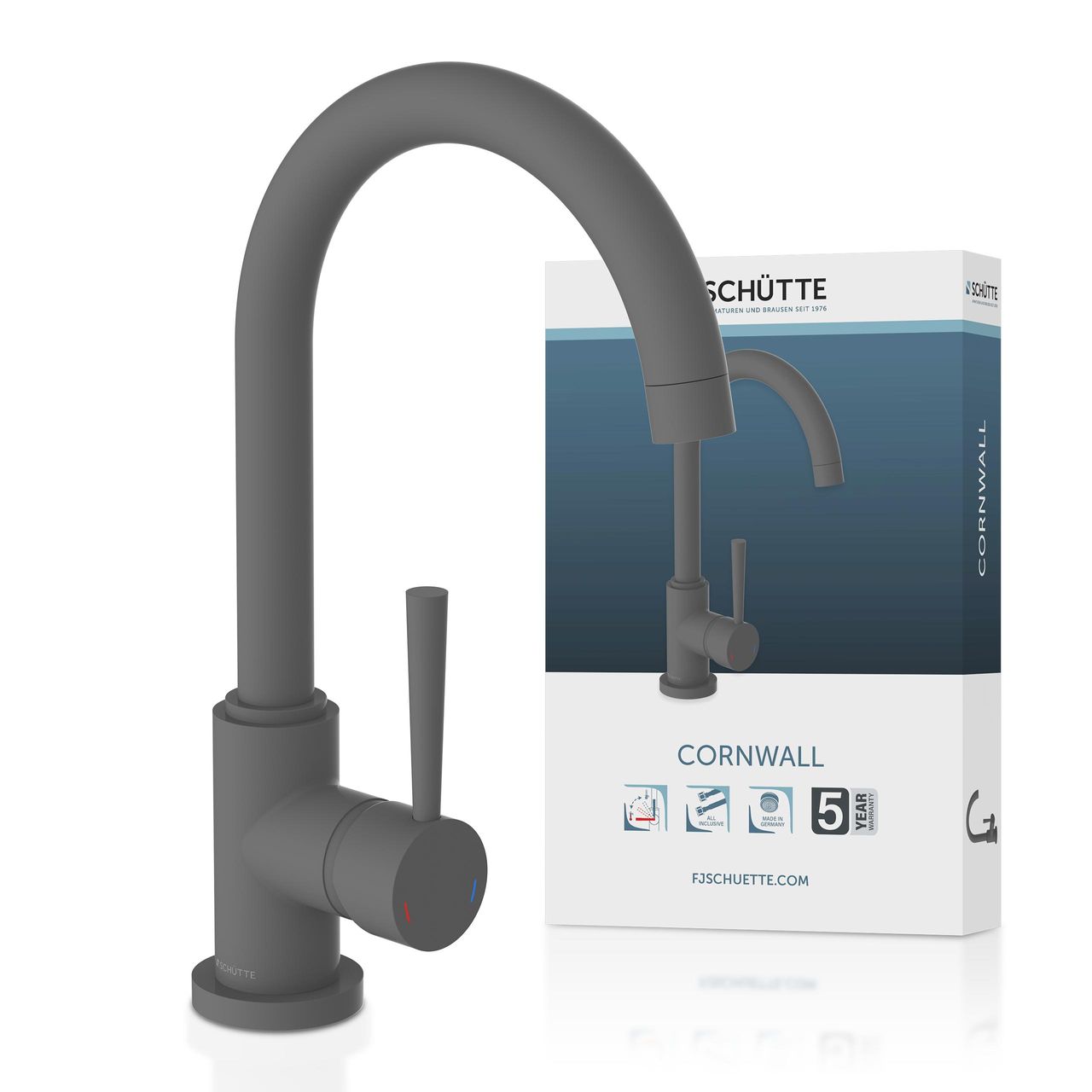 Schütte Küchenarmatur CORNWALL, energiesparender Wasserhahn, Anthrazit matt
