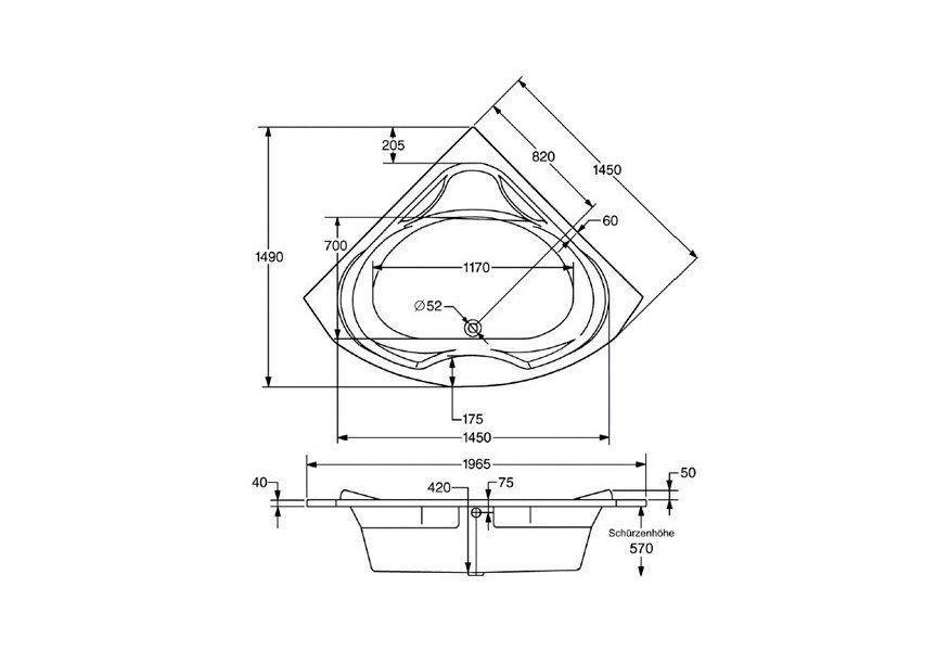 OTTOFOND Eckwanne Madras, (2-tlg), mit Wannenträger