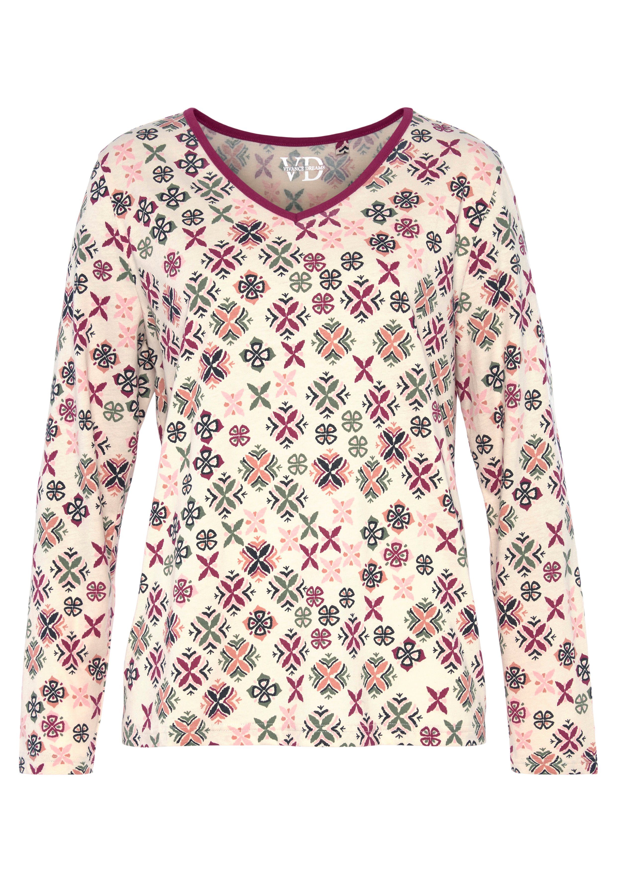 Vivance Dreams Pyjama (Packung, 2 tlg) mit grafisch-floralem Alloverdruck