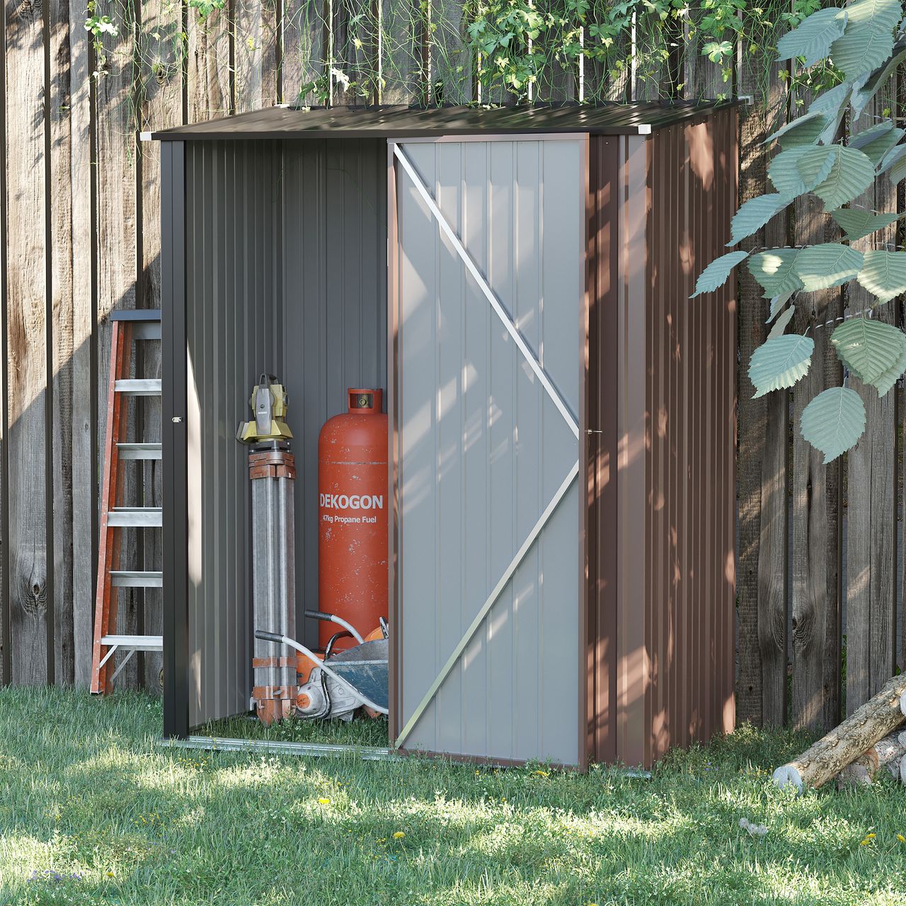 Outsunny Gerätehaus mit Pultdach 1,34 m² Metall Gartenhaus Geräteschuppen