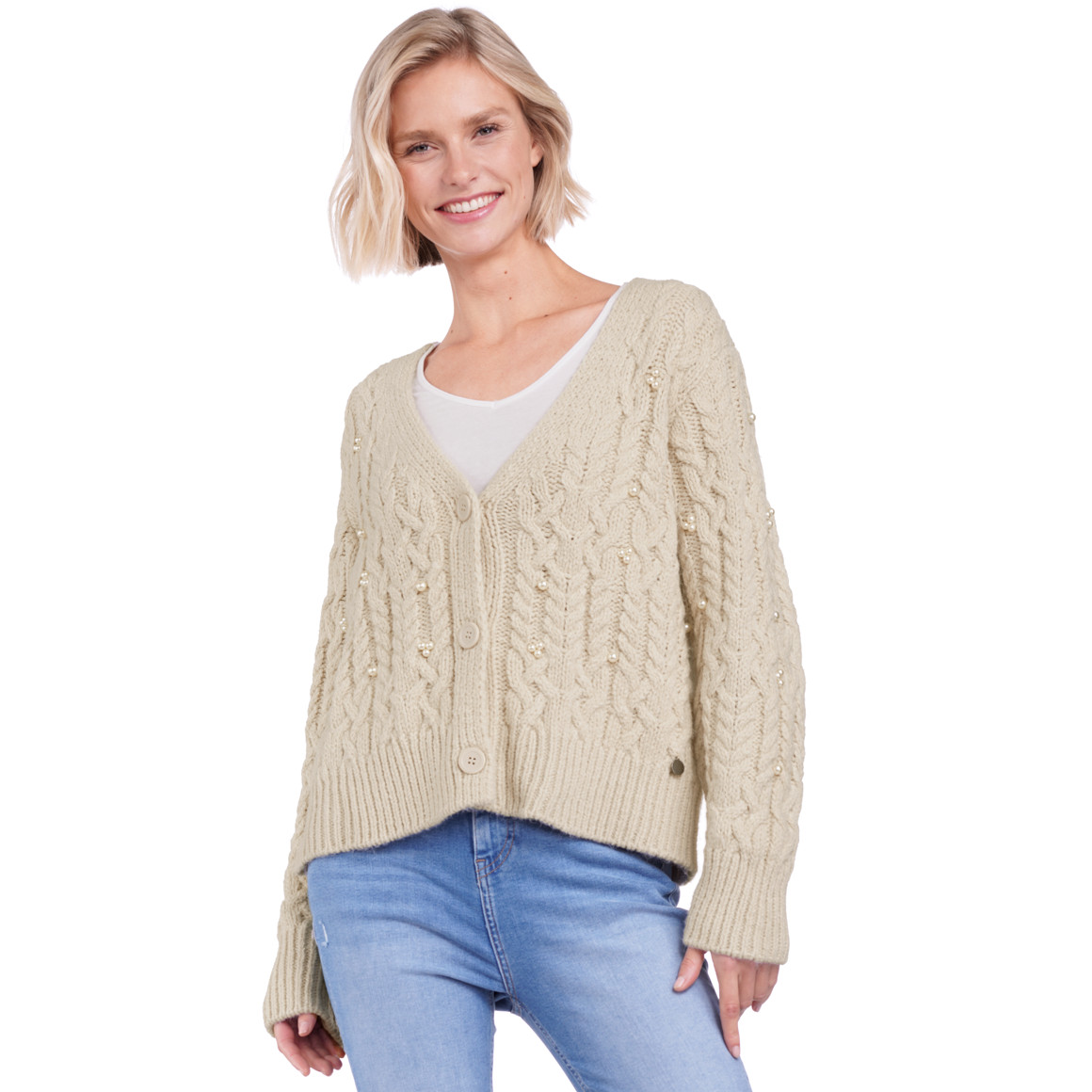 Damen Strickjacke mit Perlen