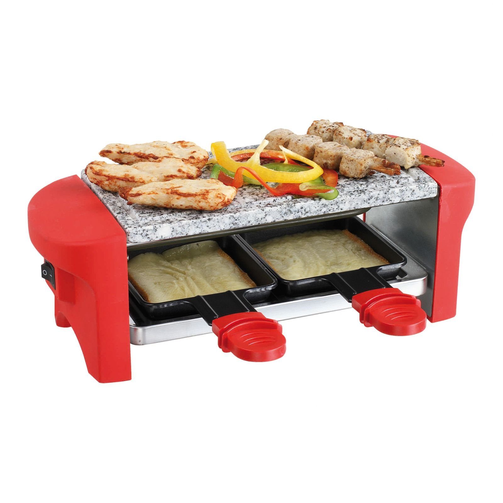 LIVOO Raclette LIVOO 2in1 Raclette Grill für 2 Personen Heißer Stein Raclettegrill