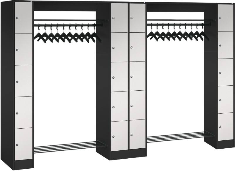 C P Serie 8070 Evolo Metall Schließfach 20 Türen Zylinderschloss 2.840 x 480 x 1.950 mm Schwarz 80730-20 S10034