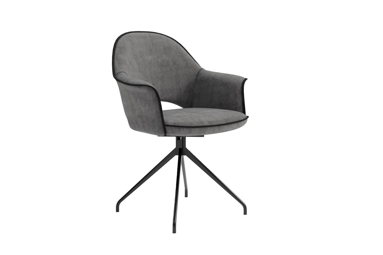 byLiving DALLAS Stuhl mit Armlehnen, 2er-Set, Metallgestell schwarz pulverbeschichtet