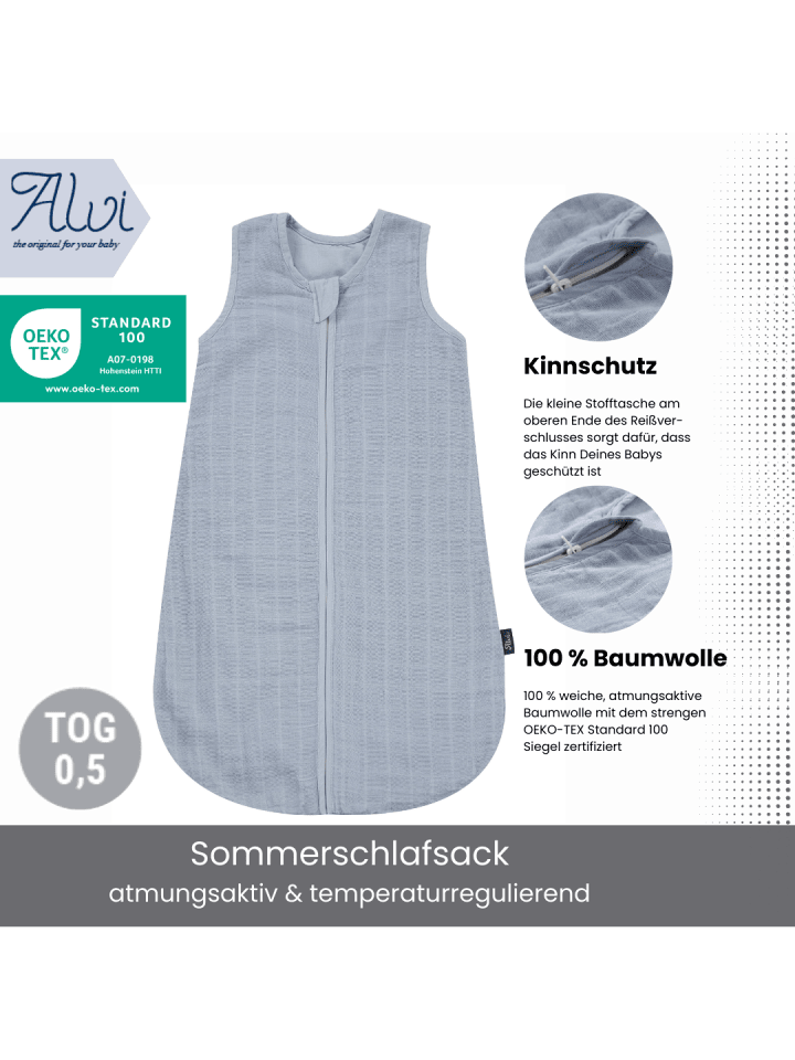 Kinderhaus Blaubär Alvi Mull-Schlafsack TOP in Uni Blau günstig kaufen