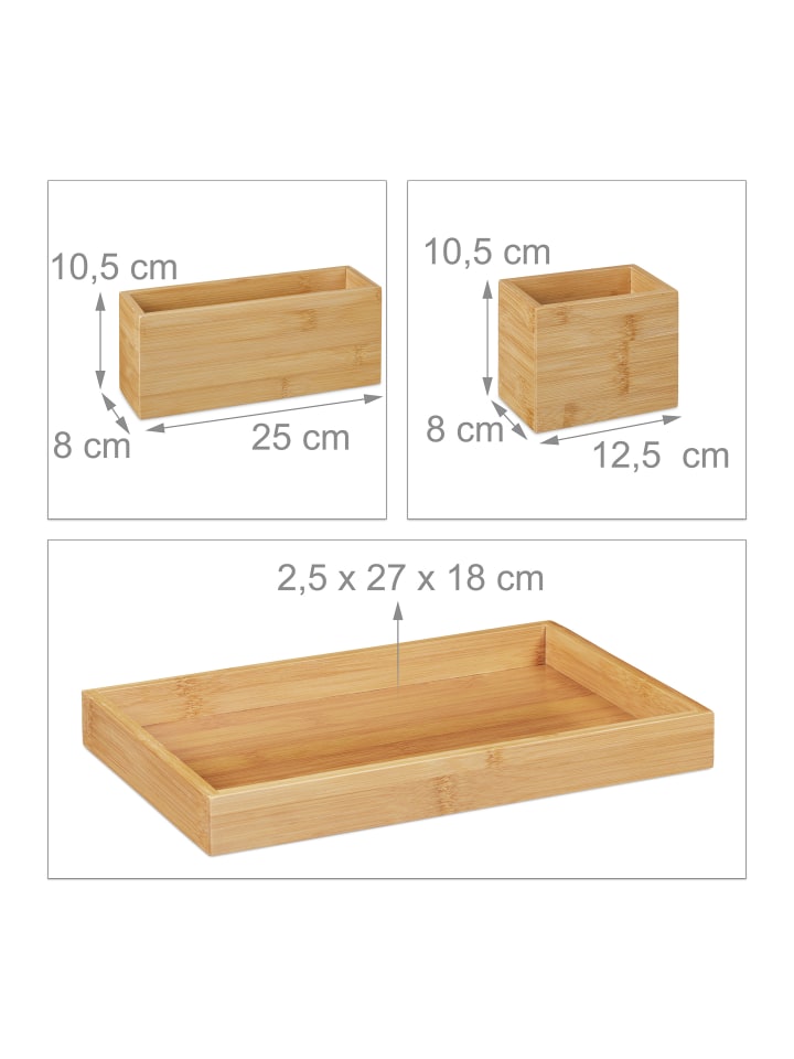 relaxdays 4 tlg. Schreibtisch Organizer Set in Natur günstig kaufen onesize