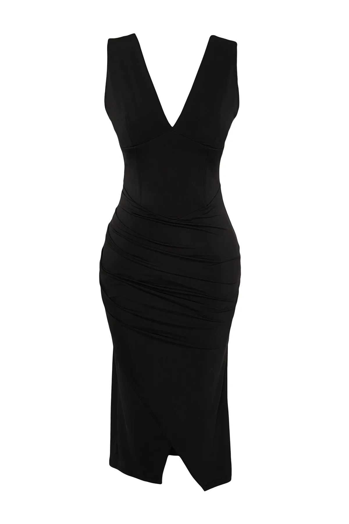 Trendyol Collection  Schwarzes, tailliertes Strickkleid TPRSS24EL00003