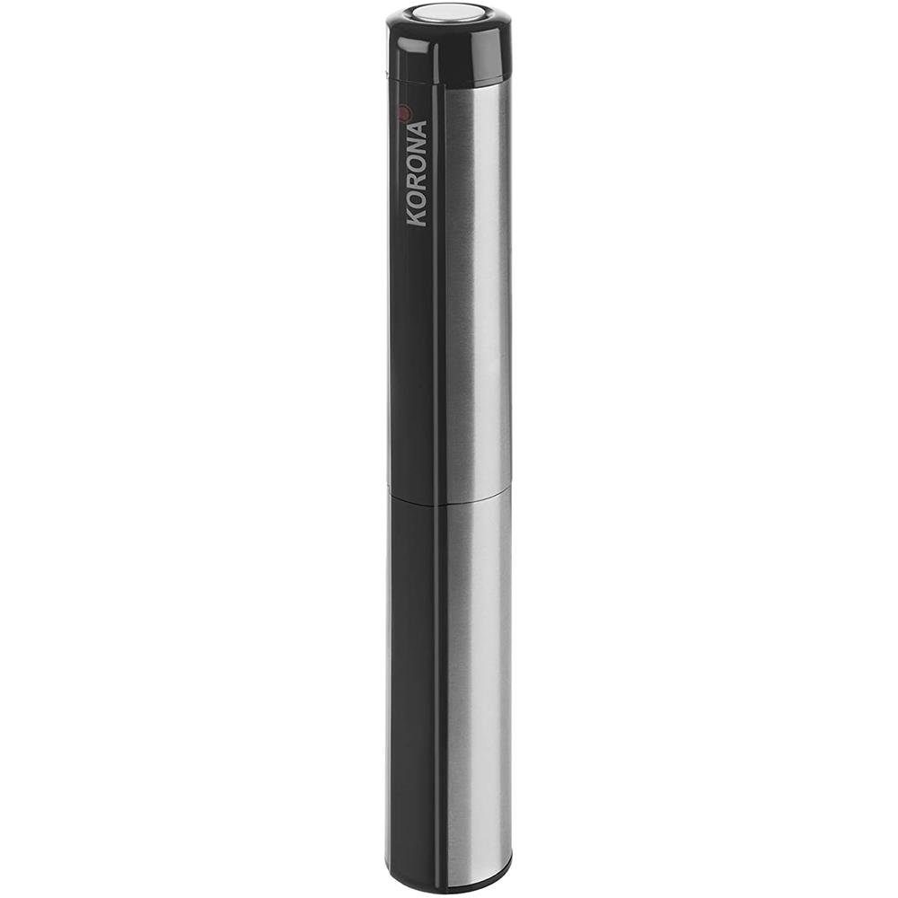 KORONA Milchaufschäumer tragbarer Milchaufschäumer 18010, Batteriebetrieben, mit Abdeckkappe, Edelstahl-Rührstab, Batterien inklusive, Farbe: Edelstahl / Schwarz