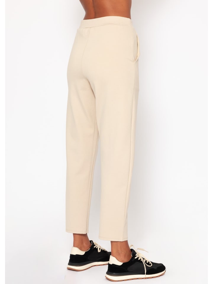 SASSYCLASSY Jersey Chinos mit Ziernaht in Beige günstig kaufen