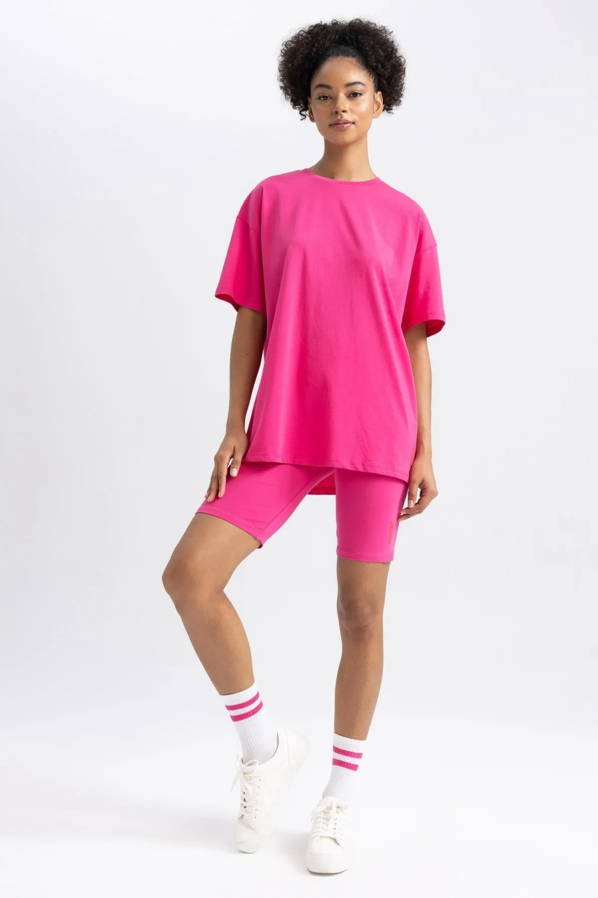 DeFacto  Biker-Sportleggings aus gekämmter Baumwolle mit hoher Taille und Aufdruck A7110ax23hs