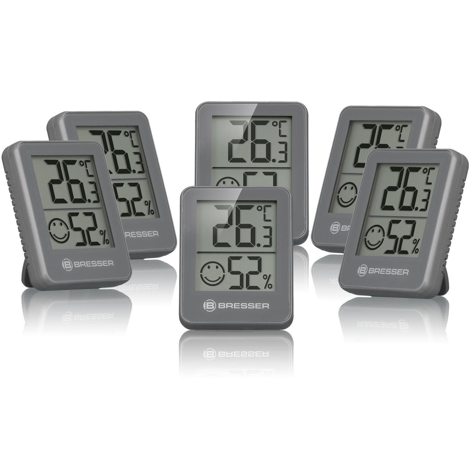 BRESSER Hygrometer Temeo Hygro Indikator 6er-Set Thermo-/Hygrometer