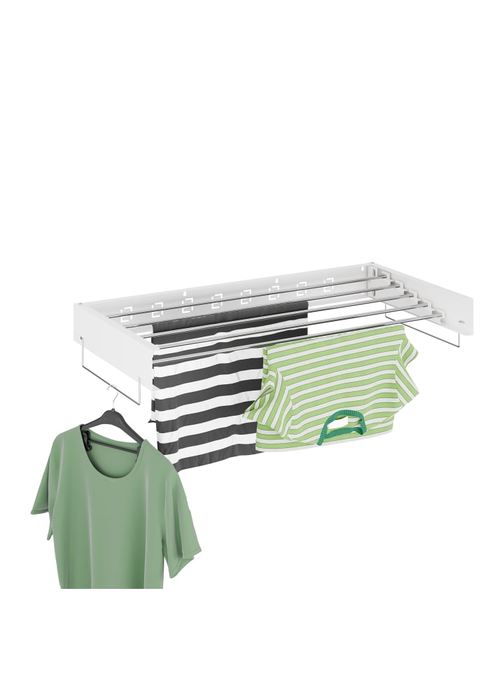relaxdays Wand-Wäscheständer in Weiß - (B)100 x (H)15 x (T)50,5 cm günstig kaufen onesize