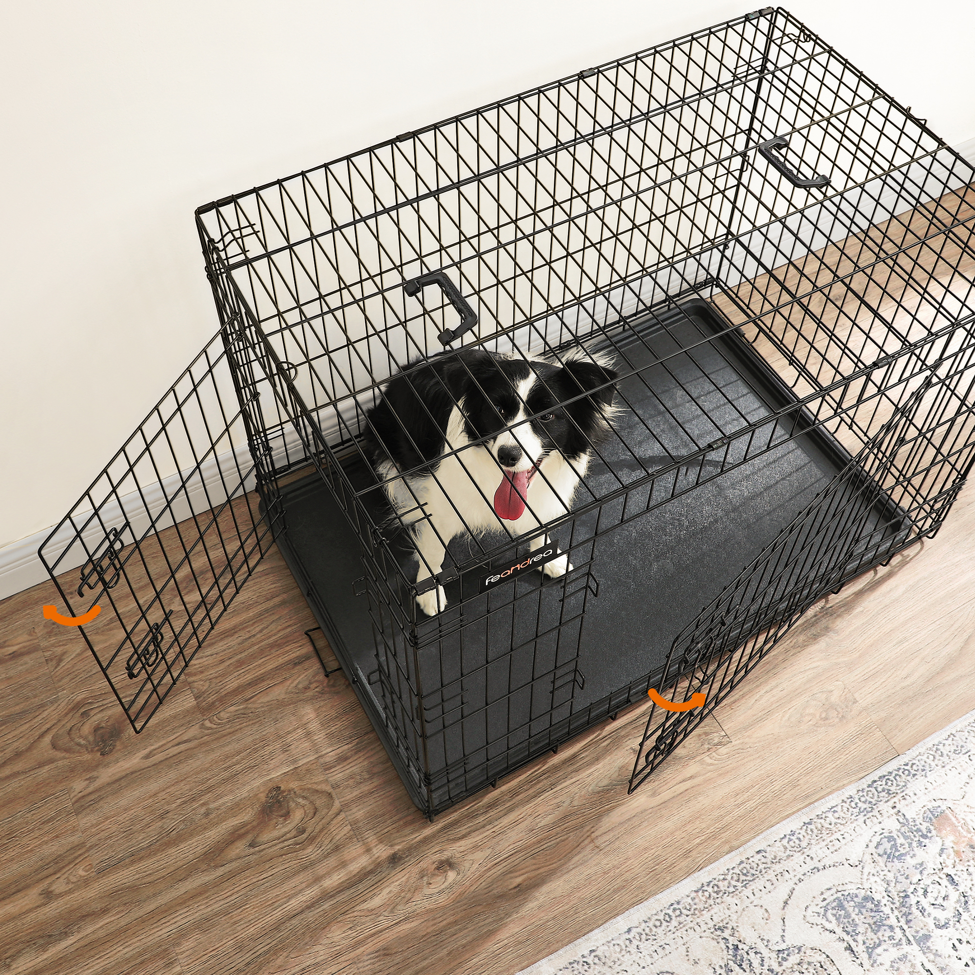 FEANDREA Transportboxen & Gitterboxen FEANDREA S-XXL Hundekäfig mit 2 Türen 1,07 m, 70 cm, 77,5 cm