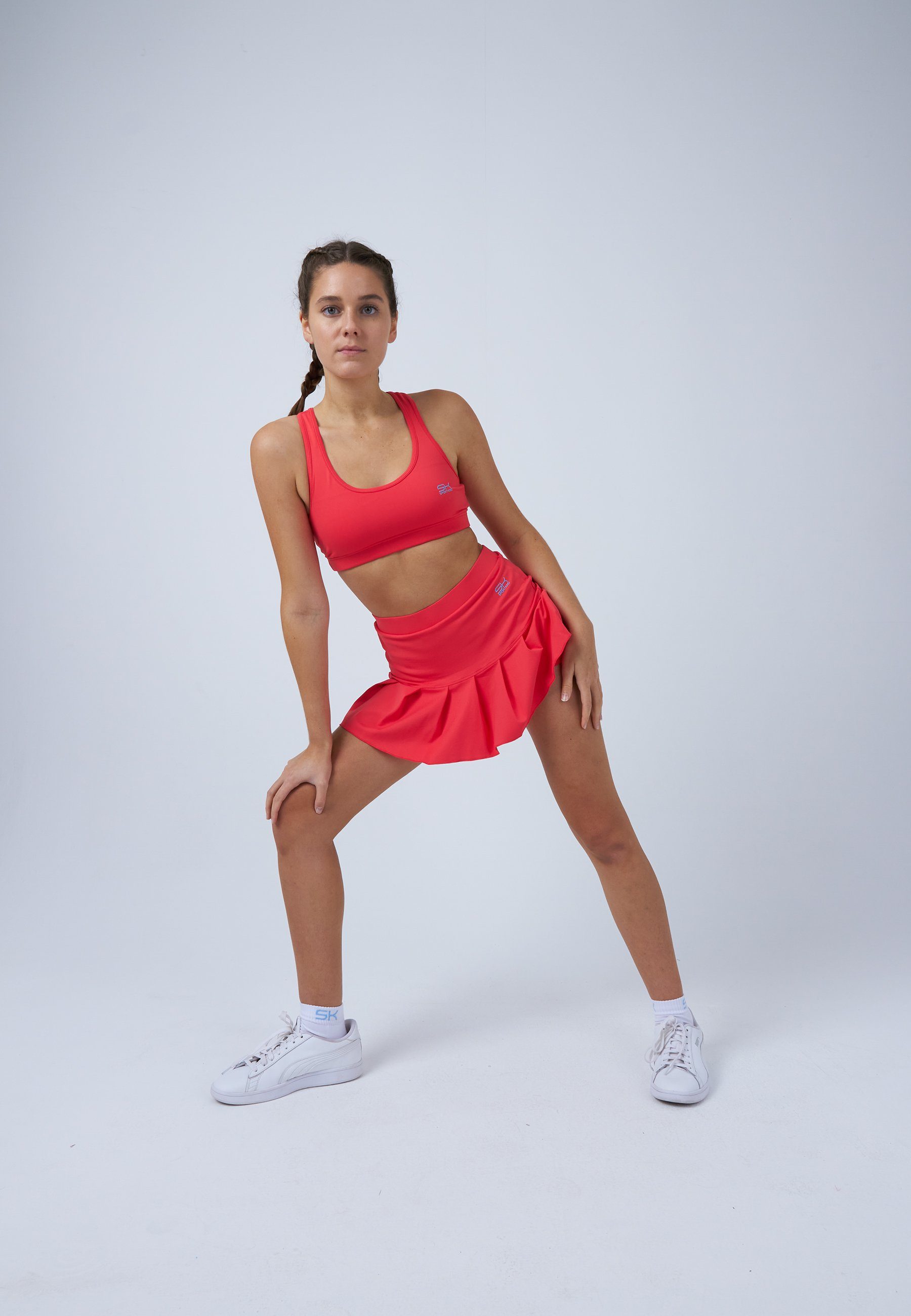 SPORTKIND Tennisrock Falten Tennis Skort Mädchen & Damen pfirsich