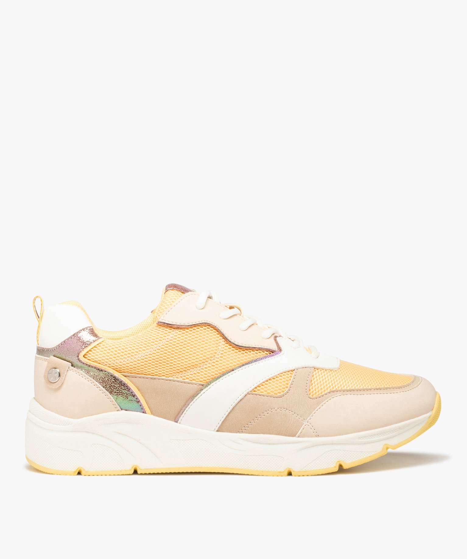 Baskets femme multicolores style retro running jaune | GEMO