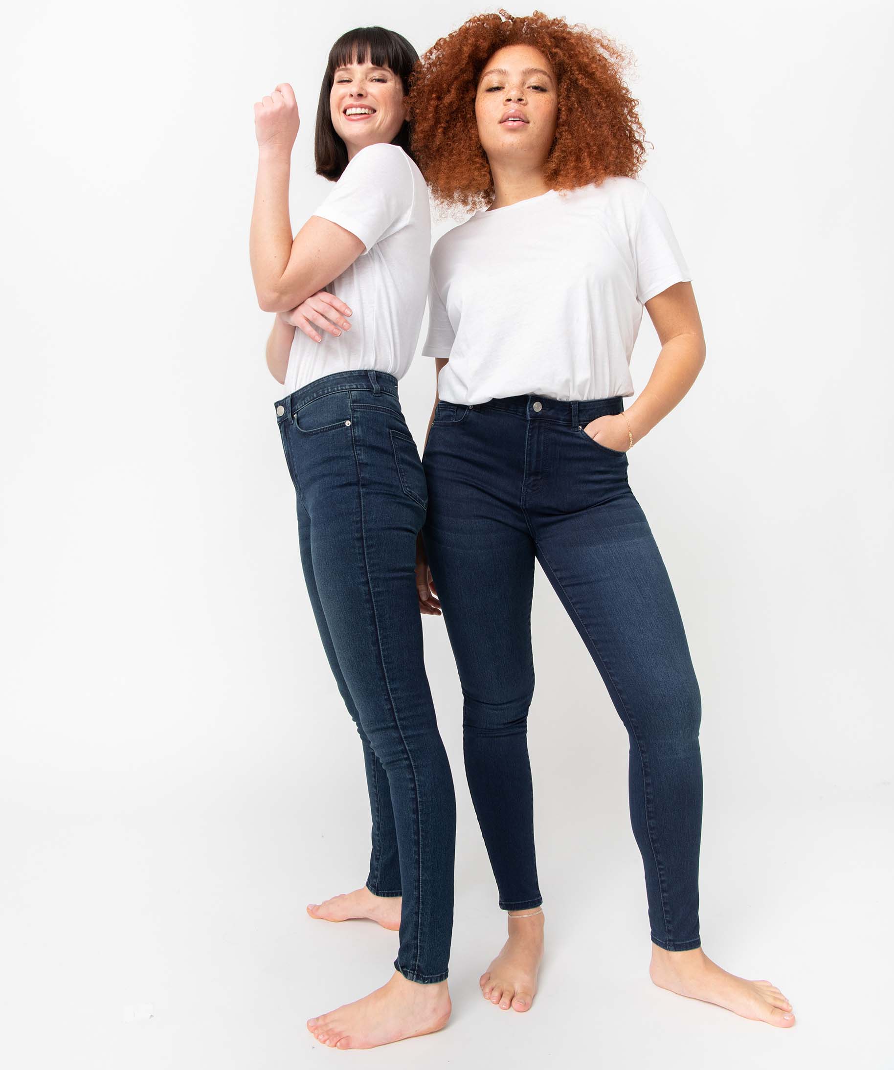 Jean femme coupe skinny taille haute blue black | GEMO