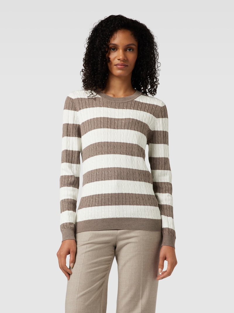 Strickpullover mit Blockstreifen in taupe meliert
