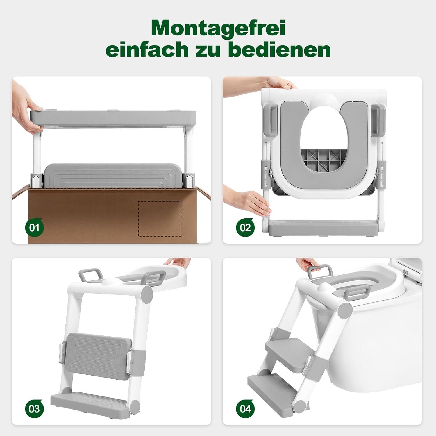 JOYOLEDER Kinder-WC-Sitz Kinder Faltbarer Toilettensitz Toilettentrainer mit Treppe und Griffe