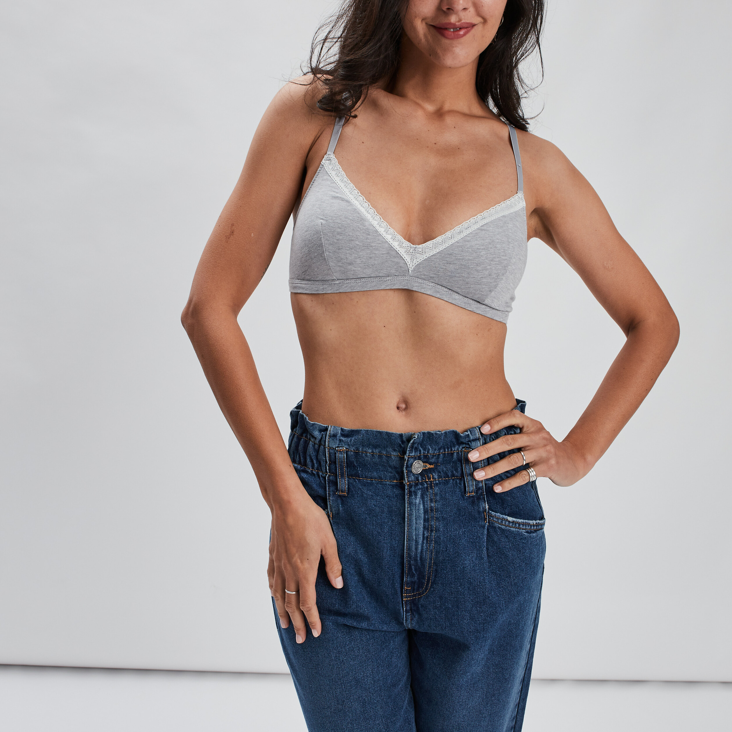 Soutien-gorge triangle coton à coque gris femme | La Halle