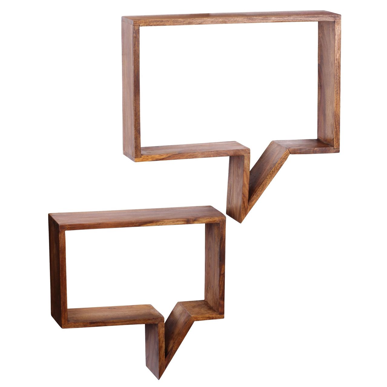 Wohnling 2er Set Wandregale Massivholz Sheesham Cubes