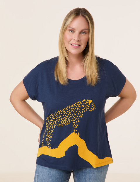 Kurzarmshirt mit Leopard-Motiv