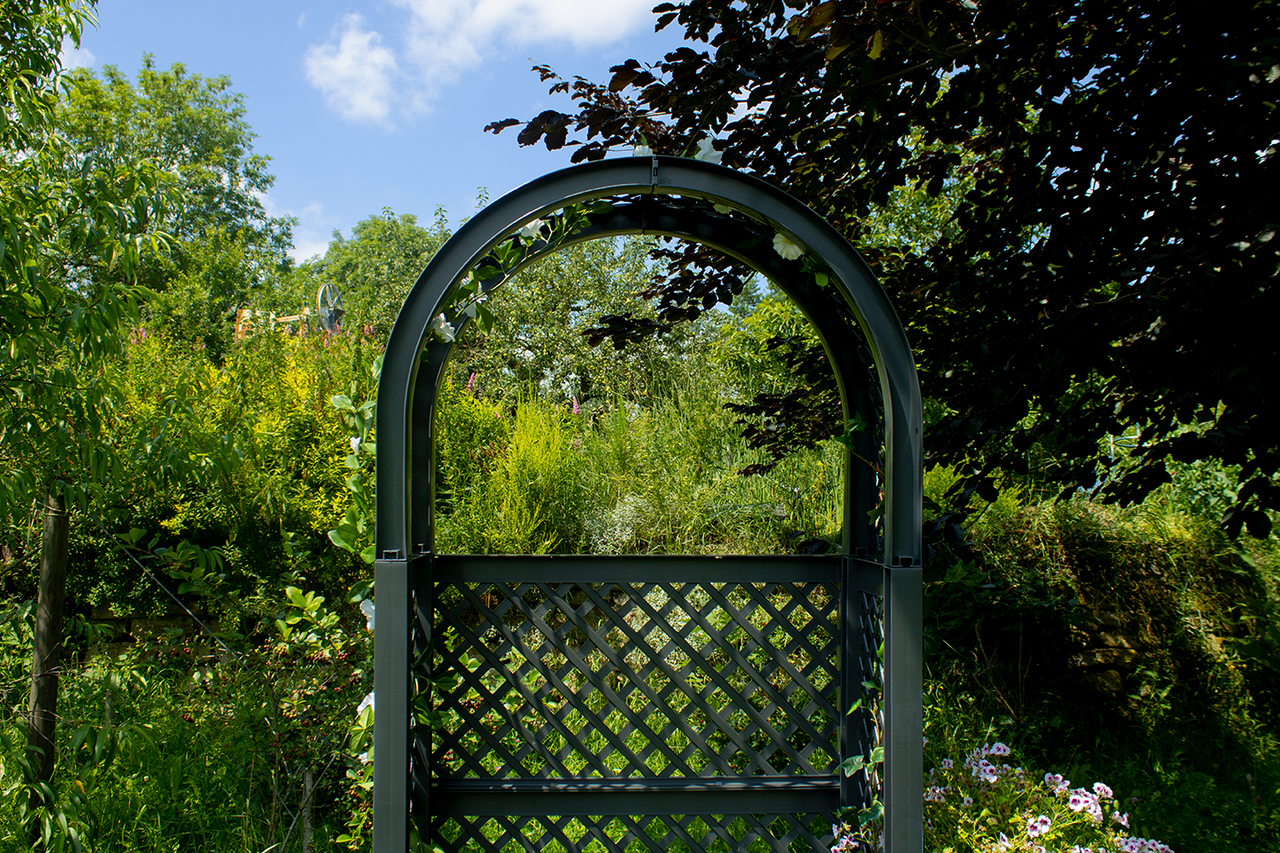 KHW KHW Gartenbank Amsterdam mit 2 Pflanzkästen, Rosenbogen und Spalier, anthrazit