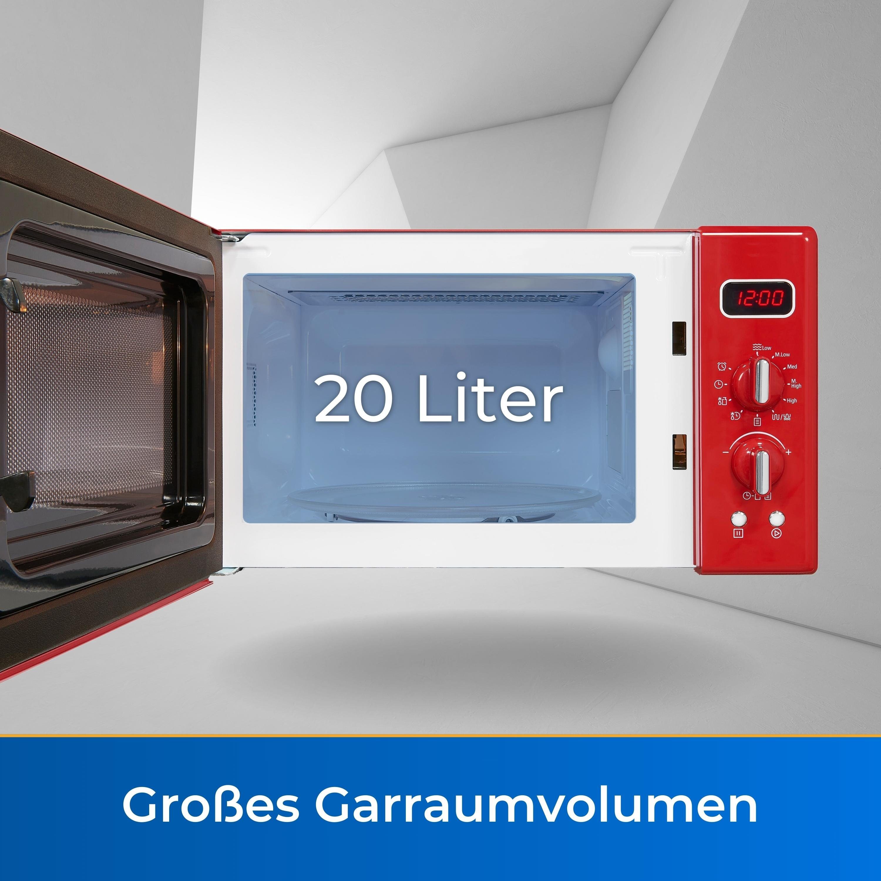 exquisit Mikrowelle RMW720-3G DIG, Grill, Mikrowelle, 20,00 l, attraktives Retro-Design mit praktischer Grillfunktion und Display