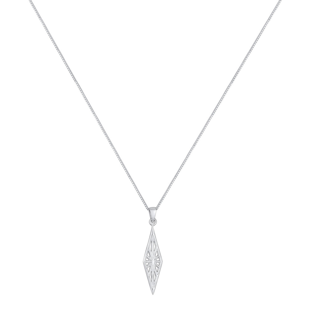 KUZZOI KUZZOI Collier Hommes pendentif losange ornement look usé en argent sterling 925 collier