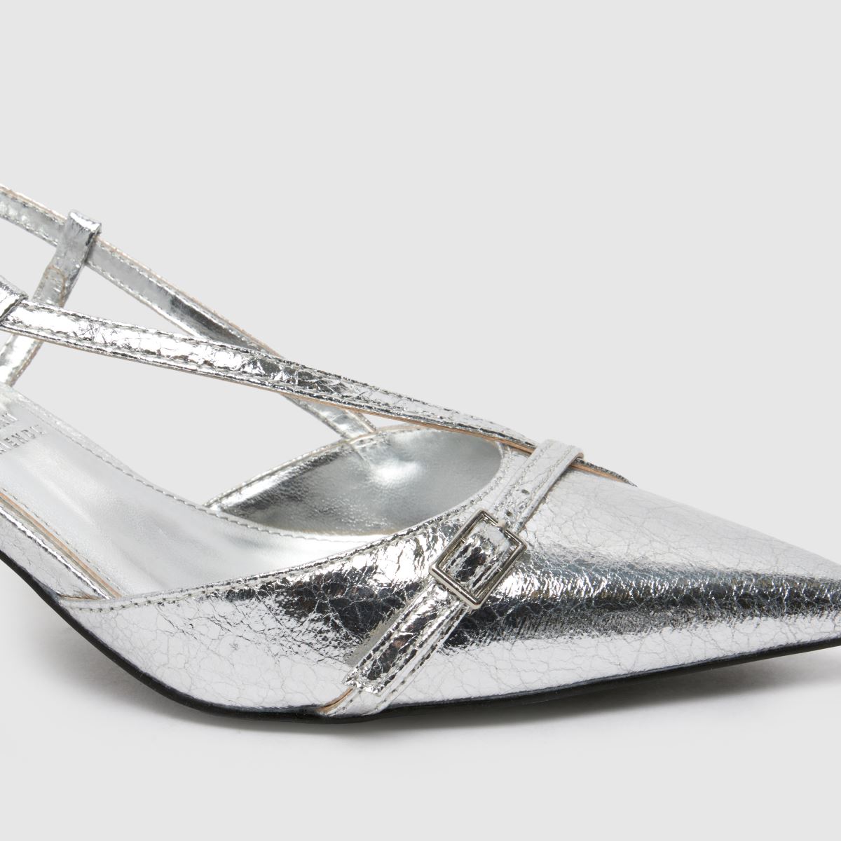 Schuh – Sidney – Silverfärgade höga klackar med slingback