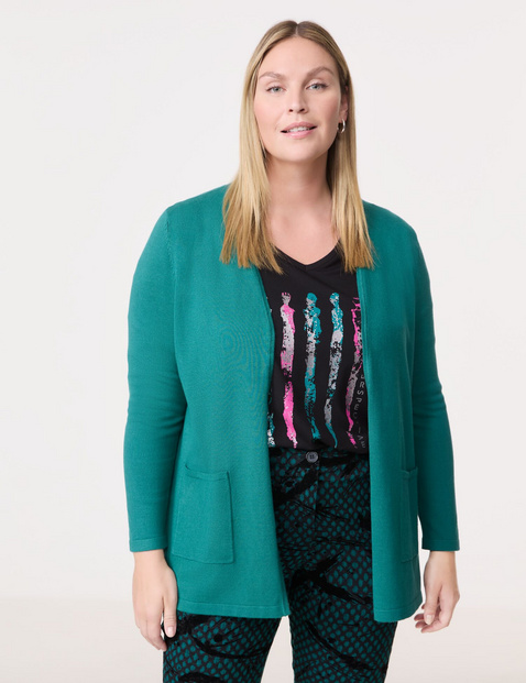 Lange Basic-Strickjacke