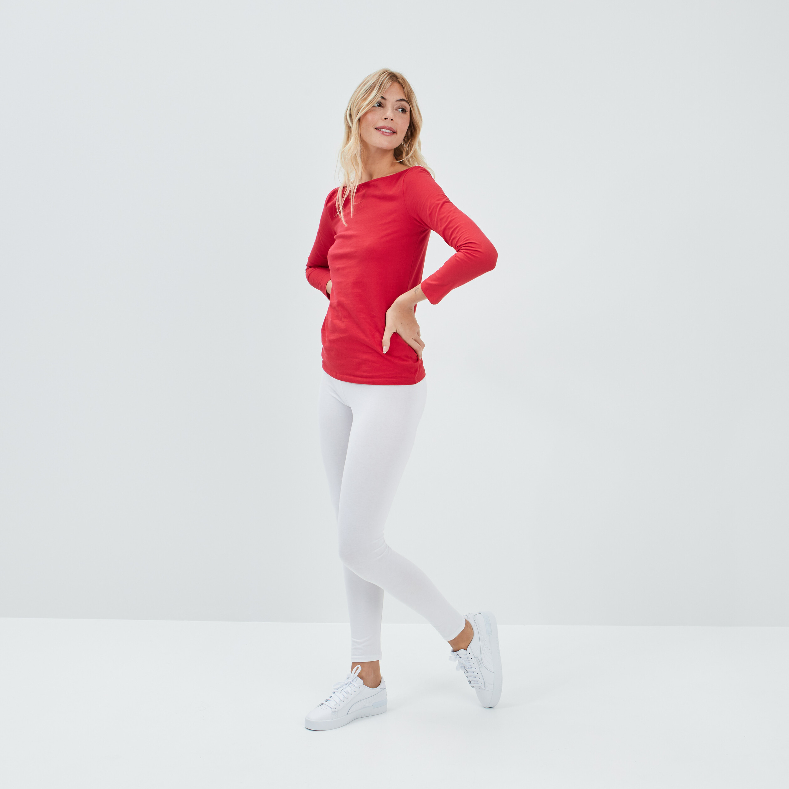 T-shirt manches longues rouge femme | La Halle