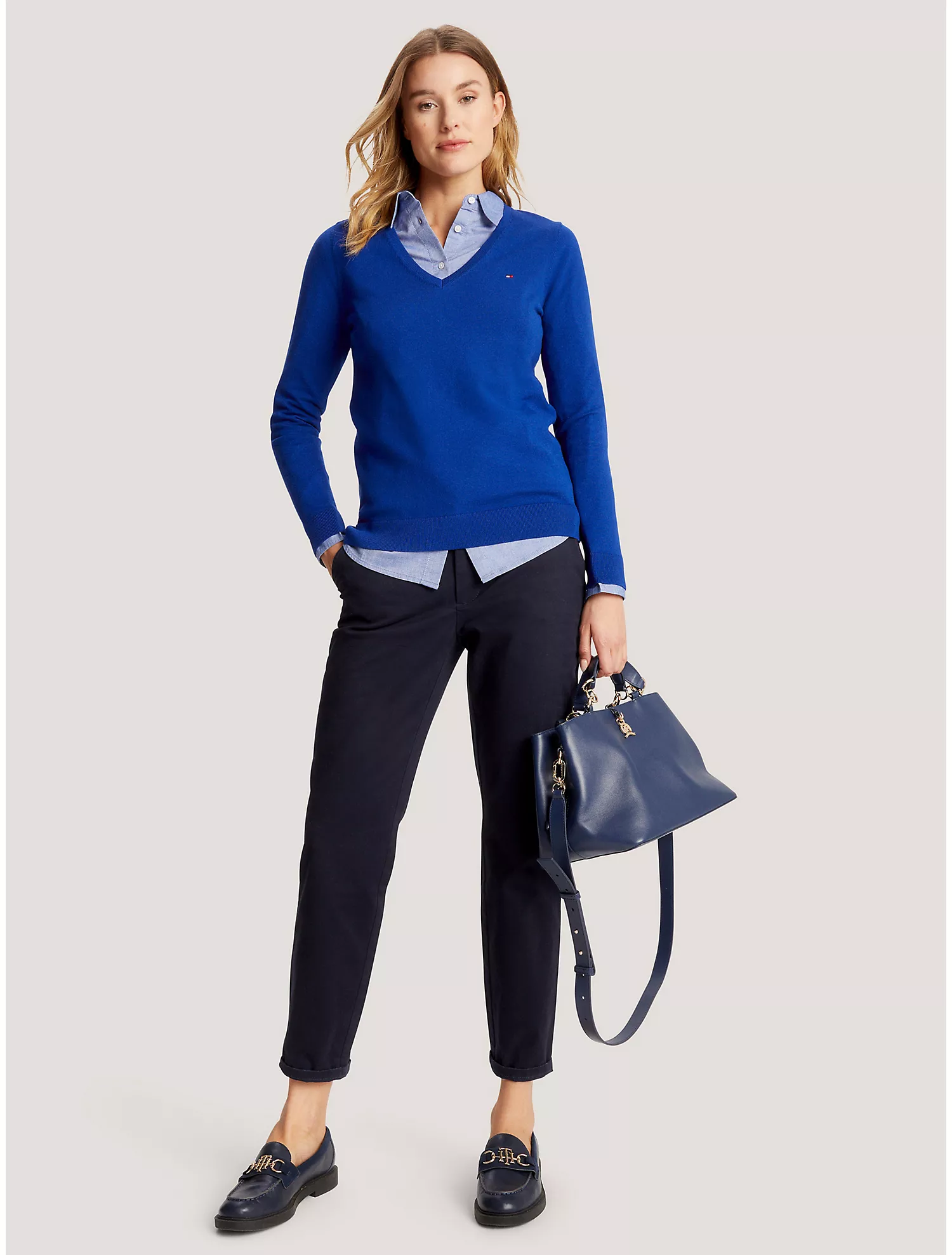 Solid V-Neck Sweater